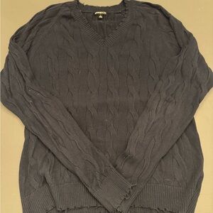 Minnie Rose Men's V-Neck Navy Sweater